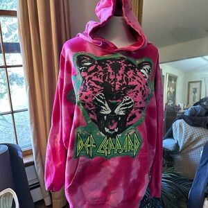 Def Leppard Pink Tie-Dye Graphic Hoodie